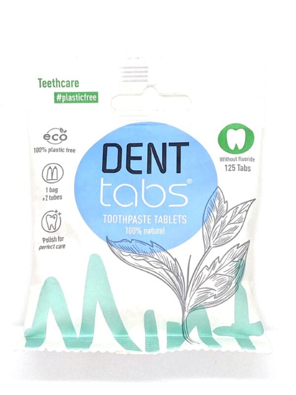 Dentífrico Natural en Tabletas Sin Flúor, Menta 125 tabletas, Denttabs