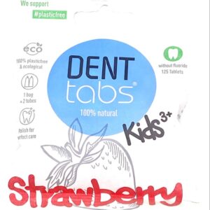 Dentífrico Natural en Tabletas Sin Flúor, Fresa 125 tabletas, Denttabs