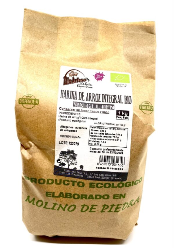 Harina de Arroz Integral Bio sin Gluten 1 KG